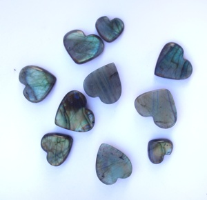 Cristal Natural de calidad AAA, multifuego, rosa, labradorita, corazón de piedra lunar, media luna, cabujón, tamaño mixto, labradorita, corazón de calor - Product Image 3