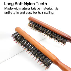 Brosse de coiffure en poils de sanglier et de <span class=keywords><strong>nylon</strong></span> Queue de rat Teasing Brosse à cheveux en poils de sanglier Peigne pour le peignage arrière et le contrôle des bords - Product Image 3