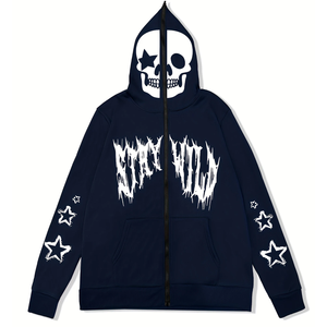 Sudadera con Capucha Personalizada de Moda, con Cremallera Completa, Diseño de Calavera, Informal, para Hombre, Novedad 2025 - Product Image 6