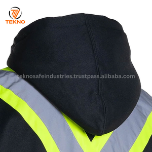 Sweat à capuche haute visibilité 100% polyester personnalisé de qualité supérieure Vestes zippées réfléchissantes pour la sécurité au travail Vêtements de travail Prix bon marché Sweats à capuche haute visibilité OEM - Product Image 5