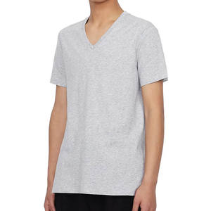 T-shirts à col en V gris chiné Logo personnalisé imprimé respirant Next Level Apparel T-shirts en coton mélangé de qualité supérieure pour hommes - Product Image 2