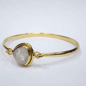 925 argent Sterling plaqué or excellente qualité à facettes arc-en-ciel pierre de lune pierre précieuse fait à la main Unique bracelet réglable - Product Image 3