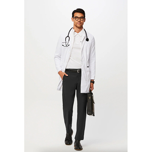Hombre de moda Scrub Nurse Medical Doctor White Lab Coats en Hospital Color sólido Lab Coat Men's - Product Image 3