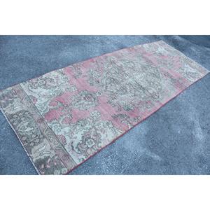 Turkish Vintage <b>Rug</b>, 3.4x9.2 ft <b>Runner</b> <b>Rug</b>, Pink Floral <b>Rug</b> - Product Image 2