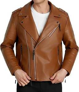 Chaquetas de Invierno Nuevas para Hombre, Servicio OEM Personalizado, Cuero Vacuno Transpirable de la Mejor Calidad, Color Marrón, Cuello Alto Personalizado, Estilo Vintage - Product Image 3