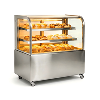 Vitrine réfrigérée pour gâteaux sur pied, double arc, avec corps en acier inoxydable, capacité 2-8 gâteaux ℃   Système de refroidissement