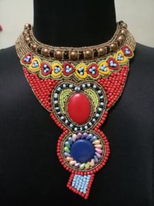 Vintage Custom African Glass Seed <b>Beads</b> Necklace Multicolored Embroidered Handmade Wedding Party Engagement Anniversary Unisex - Product Image 5