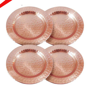 Plaque de chargeur de forme ronde finie en cuivre antique 2025 pour restaurant d'hôtels à la maison - Product Image 1