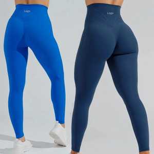 Women's Quick Dry Yoga <b>Leggings</b> High Waist 100% Cotton <b>Silk</b> and Spandex Skinny Fit for Gym Seasonal Knitted Fabric with Logo - Product Image 4