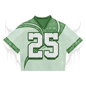 Camiseta clásica de fútbol americano y fútbol personalizada para hombre, malla cuadrada recortada de gran tamaño con técnicas impresas - Product Image 2