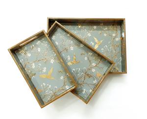 Meilleure vente Ensemble de plateaux de service en bois MDF moderne Taille personnalisée Plateau de cuisine émaillé imprimé Plateaux de service décoratifs pour la maison - Product Image 4