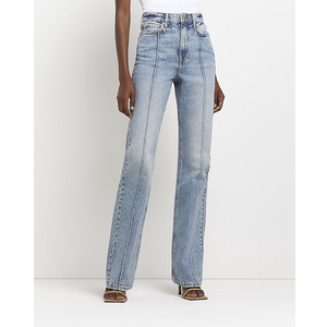 Show Stitch-Jean bleu à coupe droite pour femme, pantalon denim à prix abordable, nouveauté 2023 - Product Image 6