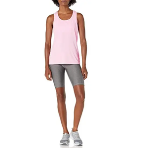 Débardeurs ajustés de gymnastique pour femmes avec logo personnalisé sérigraphie coton côtelé sans manches T-shirt sexy en polyester - Product Image 5