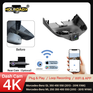 Dash Cam Nascosta 4K UHD per <span class=keywords><strong>Mercedes</strong></span> Benz ML350 GL450 W166 X166 2012-2016, Stile OEM, WiFi, App, Plug&Play, DVR Auto con Visione Notturna e G-Sensor - Product Image 1