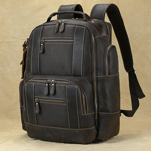 Genuine Leather <b>Laptop</b> <b>Backpack</b> Large Capacity Unisex Business Style Water Resistant Zipper Closure Softback Design - Product Image 5