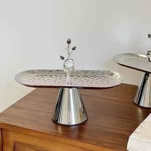 Bandeja de chocolate de metal chapada en plata, vajilla con forma de rectángulo, plato de chocolate decorativo, bandeja de chocolate de lujo de dos niveles - Product Image 5