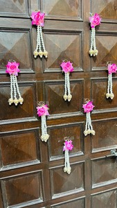 Fondo de cadena de perlas rosas para colgar en la pared con decoración de cuentas doradas para entrada, perfecto para fiestas y eventos, decoración colgante de Patio - Product Image 2