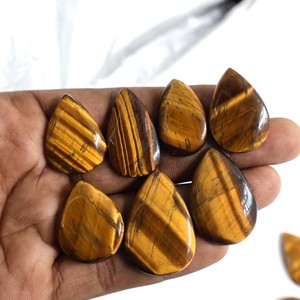 2025 Best Selling High Quality <b>Tiger</b> <b>Eye</b> Gemstone Pear Shape Smooth Cabochons Custom Size Jewelry Making Loose <b>Rings</b> - Product Image 4