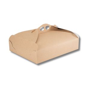Caja Rectangular Ecológica de Lujo, Desechable, de Papel Kraft, Autoarmable, con Asa, para Envasado de Alimentos - Product Image 1