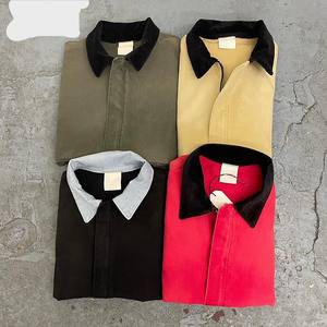 Manufacturer <b>Mens</b> Winter Stylish <b>Trucker</b> Canvas Man <b>Jackets</b> Customized Duck Canvas Work Bomber <b>Jacket</b> With Corduroy Collar - Product Image 2