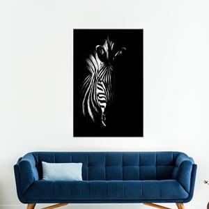 Toile d'art Zèbre Doré : Impression murale élégante sur verre avec cadre doré, toile enveloppée 1P - Product Image 1