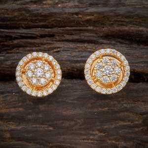 Boucles d'oreilles clous vintage plaquées or avec zircon, modèle 143204, tendance, forme florale et goutte d'eau, pour mariage, fiançailles ou soirée - Product Image 1
