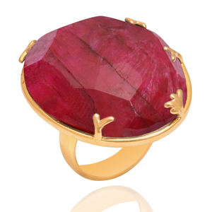 Atractiva Plata de Ley 925 rubí teñido Natural 18K oro y rodio plateado tamaño personalizado anillo de piedras preciosas de moda accesorio de joyería - Product Image 1