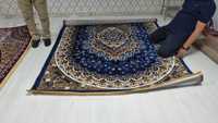 Antiker türkischer maschinell gefertigter Jacquard-Webteppich aus Polyester, schmutzabweisend, Hochflor, afghanisch-turkmischer roter Teppich im orientalischen Stil für Zuhause