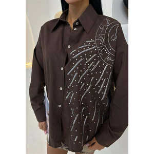 Camisa de Popelina con Estampado de Luna y Adornos de Piedras para Mujer, Colección 3440 - Product Image 5