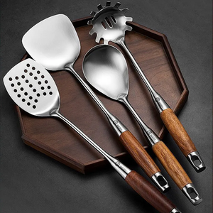 Juego de Cubiertos de Acero Inoxidable con Mango de Madera para Mesa de Comedor, Cocina, Hotel y Restaurante - Product Image 1