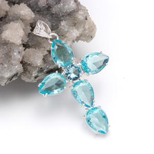 Blue <b>Garnet</b> Quartz 925 Silver Cross <b>Pendants</b> at Wholesale Price Bulk Gemstone Cross <b>Pendant</b> High Quality Blue Necklace <b>Pendant</b> - Product Image 2