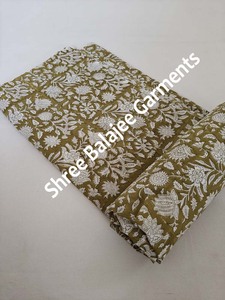 Hermosa tela de algodón puro 100%-Tela con estampado de bloque de mano Floral indio verde oscuro para ropa de mujer y niño cortinas camisas - Product Image 2