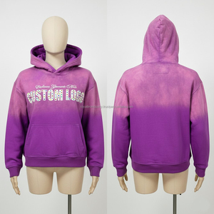 Sweat-shirt unisexe streetwear personnalisé tie-dye délavé à l'acide avec fermeture éclair, coupe évasée, imprimé sérigraphié et strass pour homme - Product Image 1