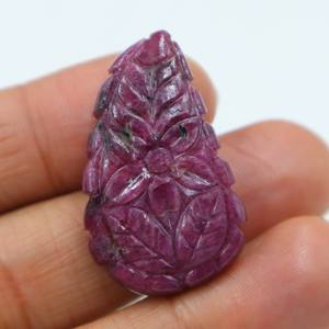 Pierre précieuse cabochon en rubis rouge naturel sculpté, pierre lisse sculptée à la main, fournisseur en gros de pierres pour bijoux - Product Image 1