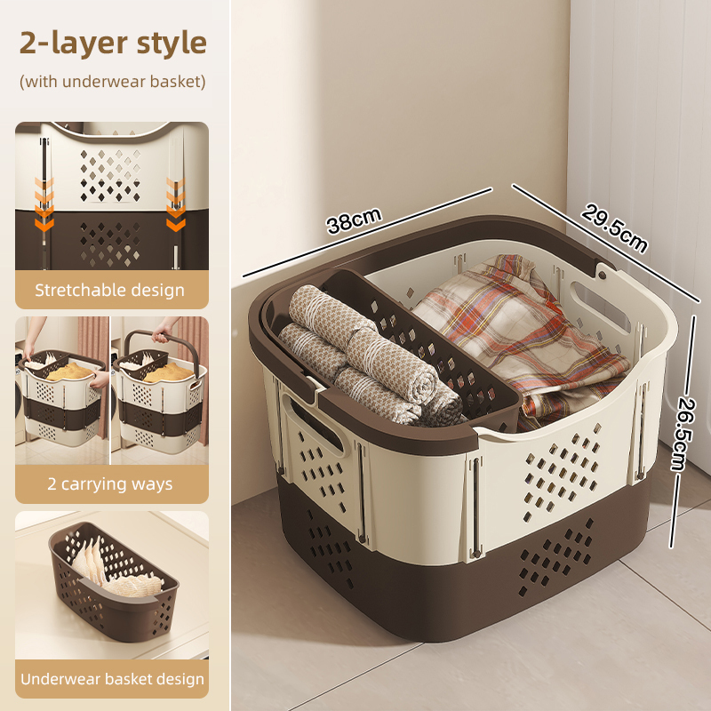2-Tier Expandable Laundry Basket+Small basket