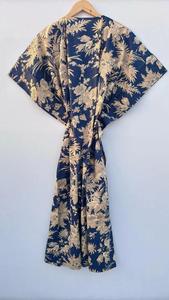 Caftan à fleurs indiennes en coton fait à la main longue robe Caftan pour les mamans couverture de plage et vêtements de nuit décontracté Maxi caftan robe - Product Image 5