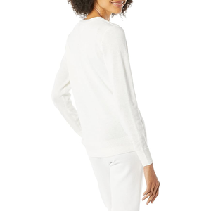 Cárdigans con cuello acanalado de punto de Color sólido con botones 100% algodón transpirable de manga larga con cuello en V suéter con botones - Product Image 2