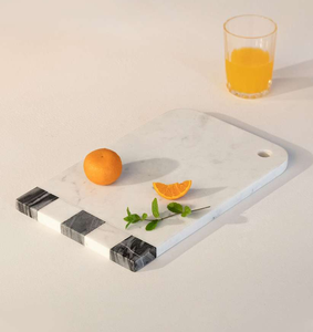 Planche à découper en marbre design antique noir/blanc/gris et laiton Design planche à découper meilleure vente - Product Image 2