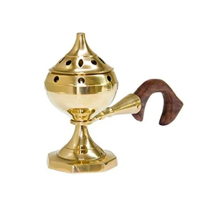 Quemador de Incienso de Latón Puro de Alta Calidad con Acabado Pulido, Quemador de Lobán Tradicional de Latón Vintage para Decoración del Hogar - Product Image 1