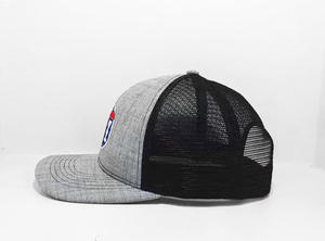 Design personnalisé Logo brodé Chapeaux de sport gris chiné pré-incurvés 6 panneaux Chapeaux de camionneur Maille Nouvelle arrivée Fashion Vietnam - Product Image 3