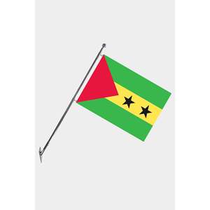 Sao Tome and Principe Wall-Mounted Telescopic Flagpole <b>Set</b> with Digital Printing Contemporary Pennant Style - Product Image 1
