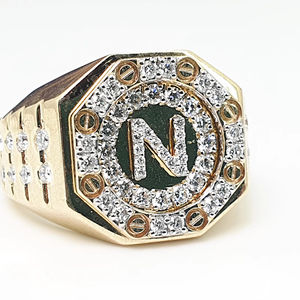 Bague Alphabet pour femmes de luxe en argent 925 certifié IGI classique rond taille brillant diamant - Product Image 1