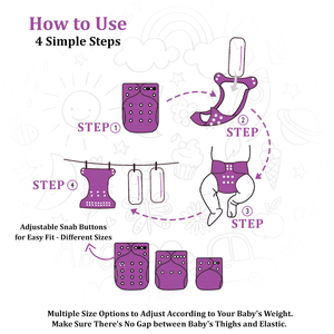 Hot Bán Tím Rùa Một Kích Thước Có Thể Điều Chỉnh Sợi Nhỏ Vải Tã Có Thể Giặt Và Tái Sử Dụng Với Vải Lót Cho Bé - Product Image 3