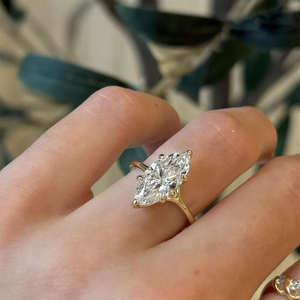 Anillo de Compromiso Solitario Marquise de Diamante Creado en Laboratorio, Oro Puro de 14K o Plata, Certificado de Joyería Fina, Color DEF, Claridad VS-VVS - Product Image 6