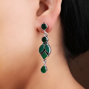 ต่างหูห้อยแบบออกซิไดซ์ ทำด้วยมือ ชุบเงิน ต่างหูแบบห้อยสำหรับผู้หญิง - Product Image 4