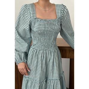 Blue Plaid Smocked <b>Dress</b> - Blue - Product Image 4