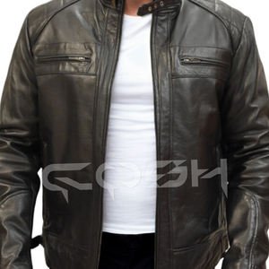 แจ็คเก็ตคาเฟ่เรเซอร์สีดำสไตล์โมเดิร์น มีซิปและกระเป๋าด้านหน้า |   เสื้อแจ็คเก็ตหนังแท้สไตล์สตรีทแวร์สำหรับทุกเพศ ระบายอากาศได้ดี พร้อมระบบทำความร้อน - Product Image 5