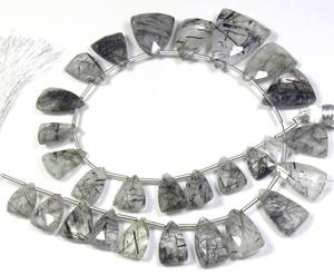 Cuentas de Piedras Preciosas de Cuarzo Rutilado Turmalinado Natural, 9-20 mm, Facetadas, Forma de Escudo, Piedras Preciosas Sueltas, para Collar de 9 Hilos - Product Image 2