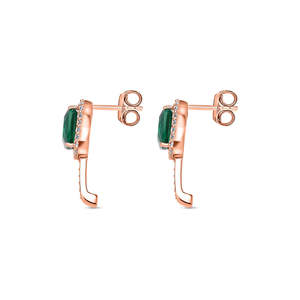 Classic Trendy Rose Gold <b>Emerald</b> J Hoop <b>Earrings</b> Geometric Stainless Steel Copper <b>Studs</b> for Parties Fashion Jewelry - Product Image 1