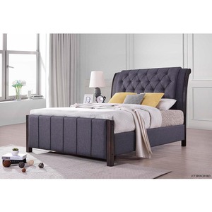 Solid Bed Spencer Luxury Modern Home Furniture Upholstery Leather Fabric PVC PU Bedroom Wooden Queen King <b>Single</b> Malaysia - Product Image 1